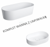 OMNIRES Komplet wanna 160cm z umywalką 55 x 36 cm kompozyt OVO M+ biały połysk (BP)